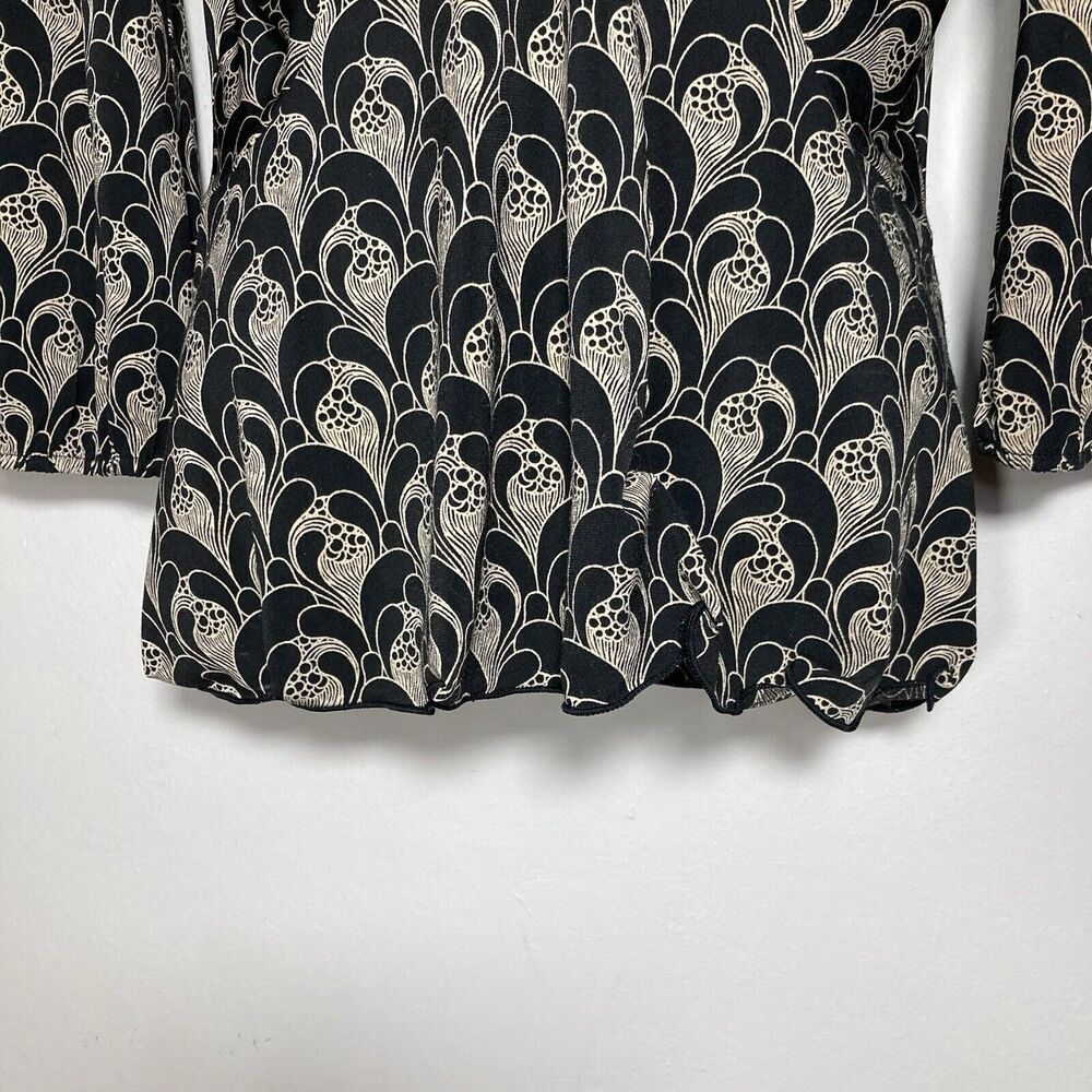 Vtg Max Studio Top Womens Small Blouse Black Gold Balloon Sleeve V Neck 90s Y2K - Picture 5 of 7